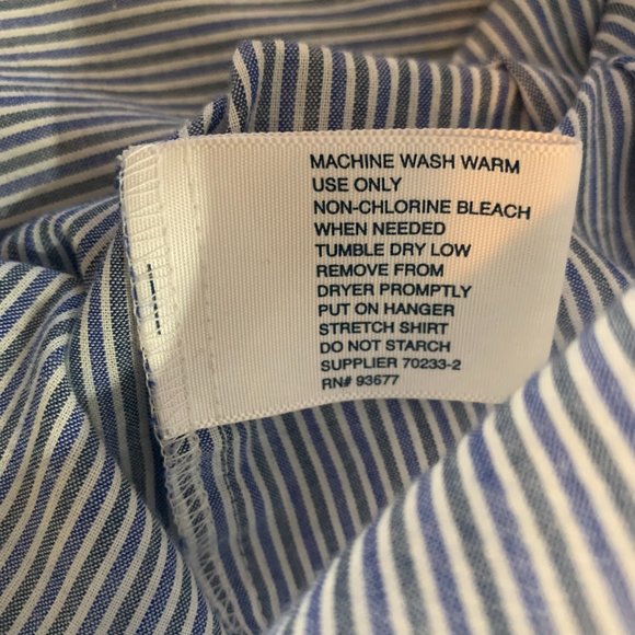 Stafford Mens Button Down Dress Shirt Long Sleeve Blue/White Stripped Si… - Picture 6 of 9